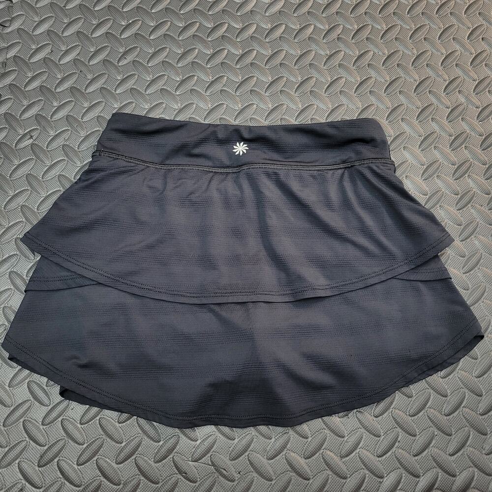 Athleta Girl Black Tiered Athletic Skort Built In Shorts Tennis Skirt Size 7